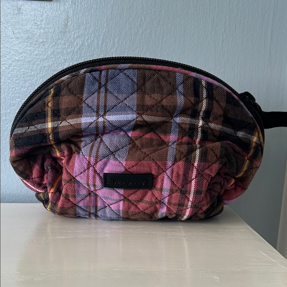 Vera Bradley Pink and Brown Quilted Plaid Pouch